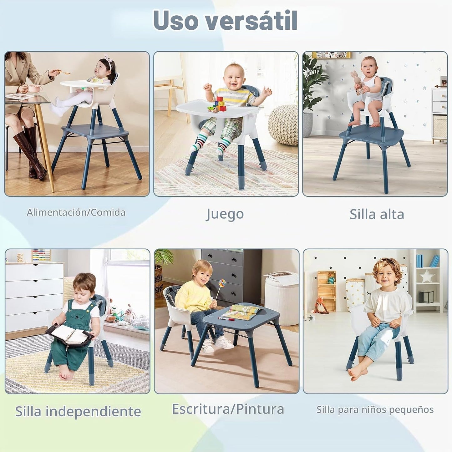HONEY JOY - Silla alta 6 en 1, silla alta convertible para bebés y...