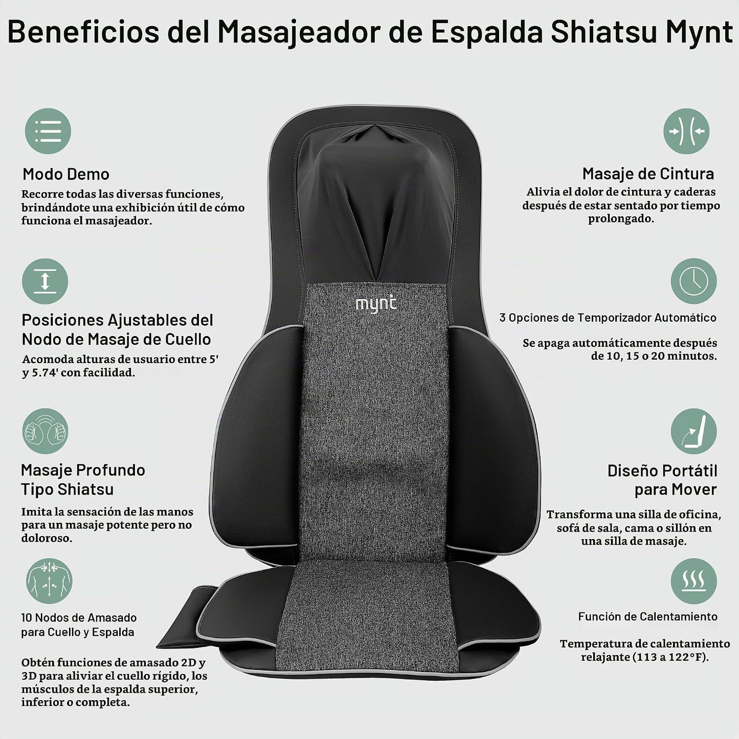 Mynt Elegible para FSA Aprobado por HSA Masajeador Shiatsu de Cuell...