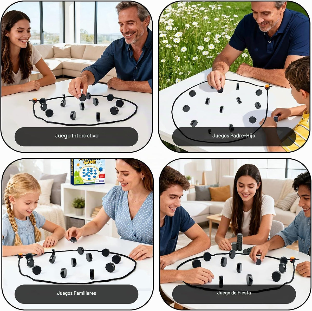 Juego de ajedrez magnético con 20 piedras y cuerdas de tamaño compl...