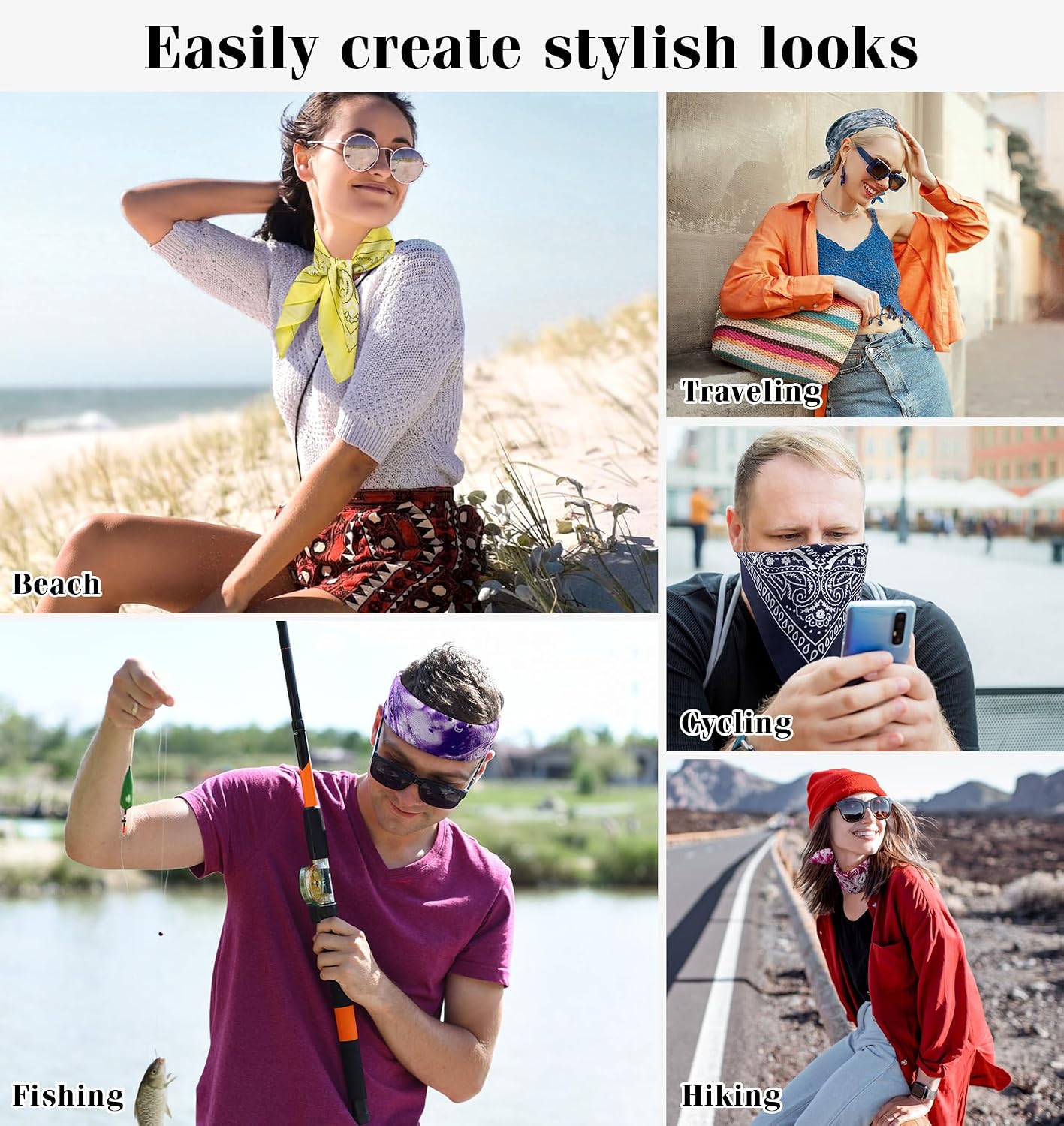 YSense 14 piezas Bandanas con estampado de cachemira, diademas nove...