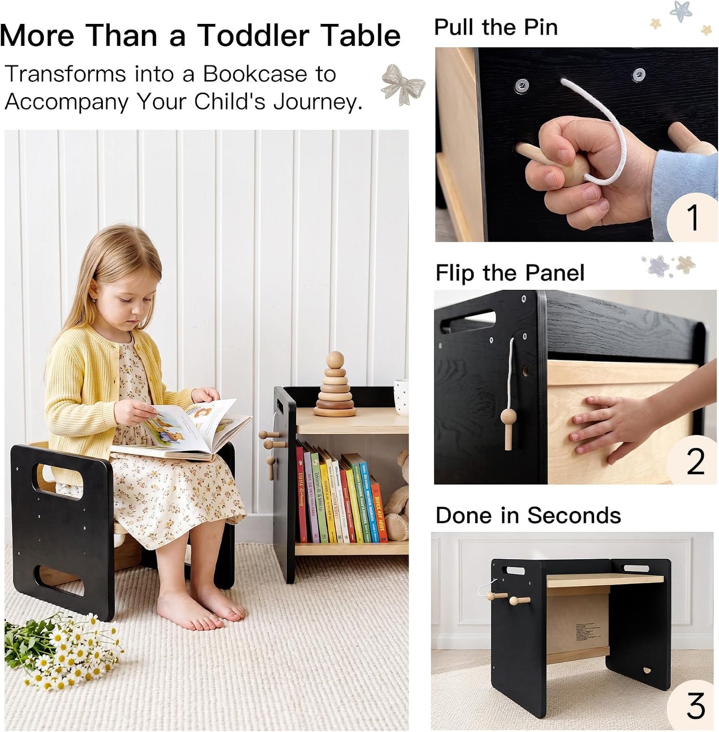 Montessori - Juego de mesa y silla de destete, mesa ajustable para...