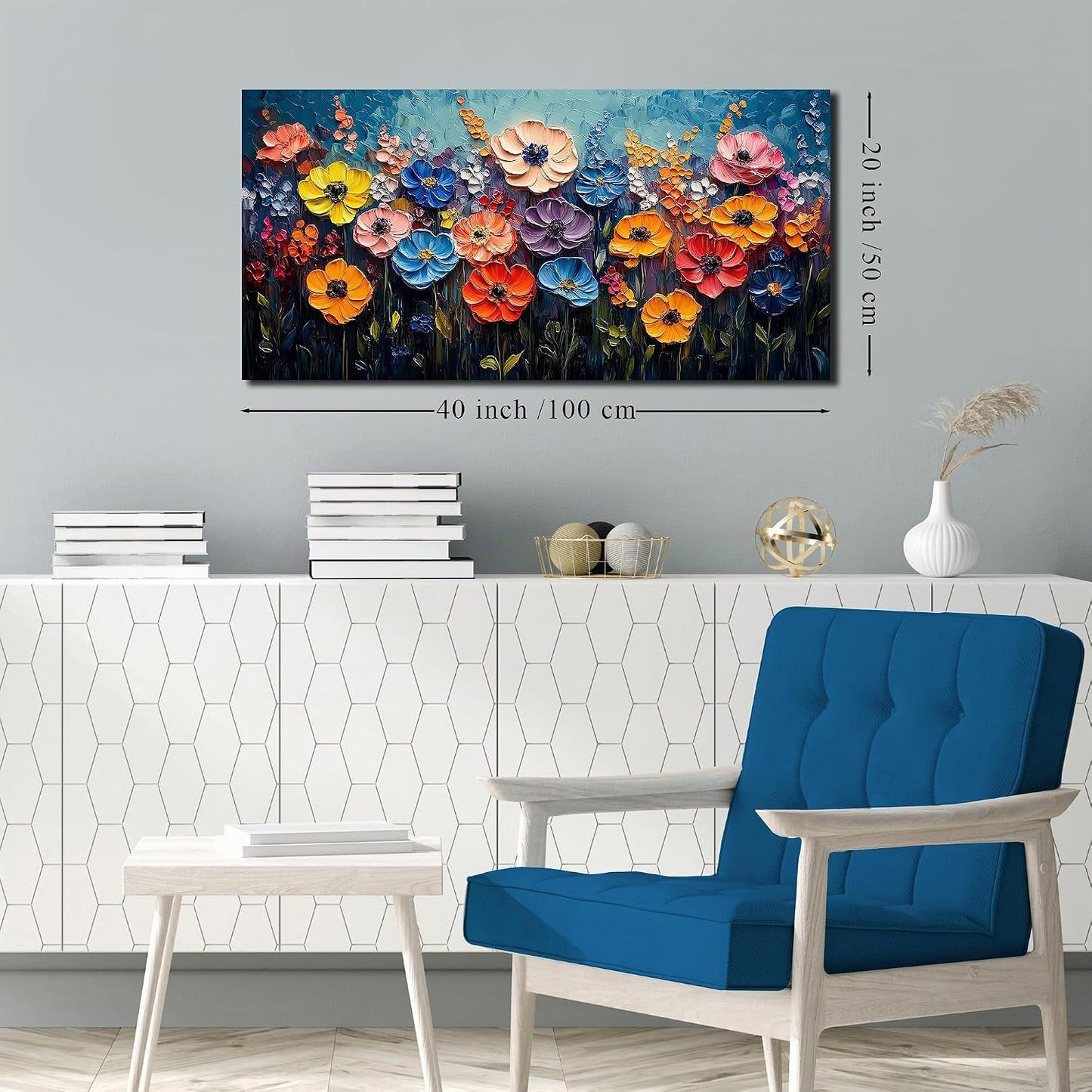 MDHKVPM Lienzo decorativo de pared con estampado floral para dormit...