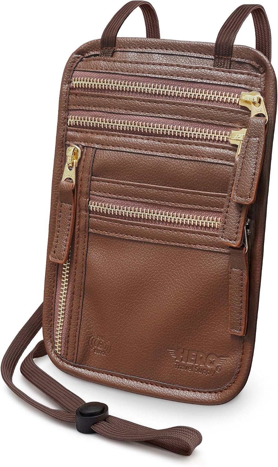 HERO - Cartera para el cuello - Soporte para pasaporte con bloqueo...
