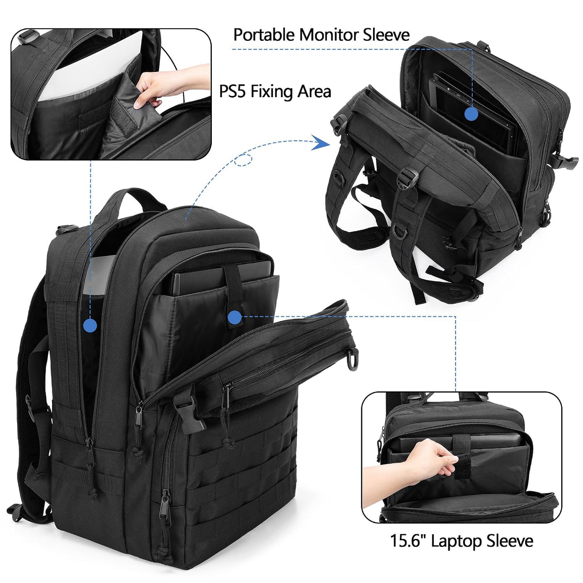 Mochila de viaje PGmoon compatible con consola PS5\/PS5 Slim\/PS5 P...