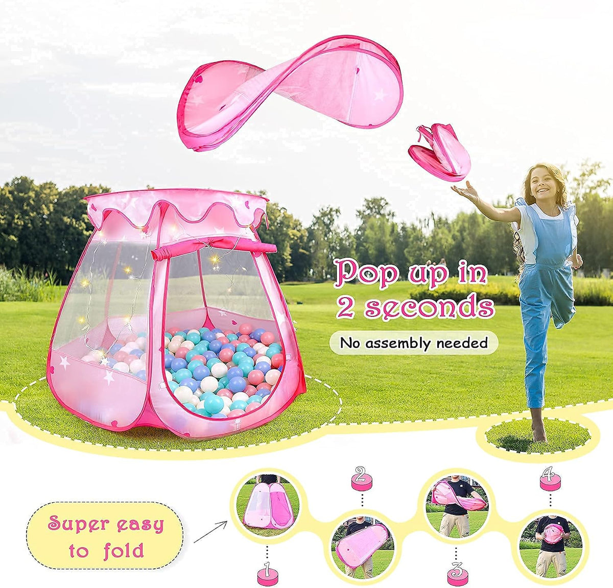 Tienda de campaña de princesa para niñas y niños, tienda de campaña...