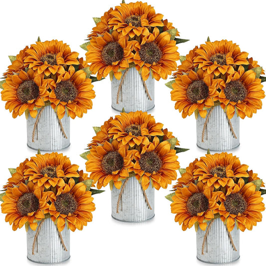 XOETCP Juego de 6 centros de mesa de flores artificiales (otoño, 6...