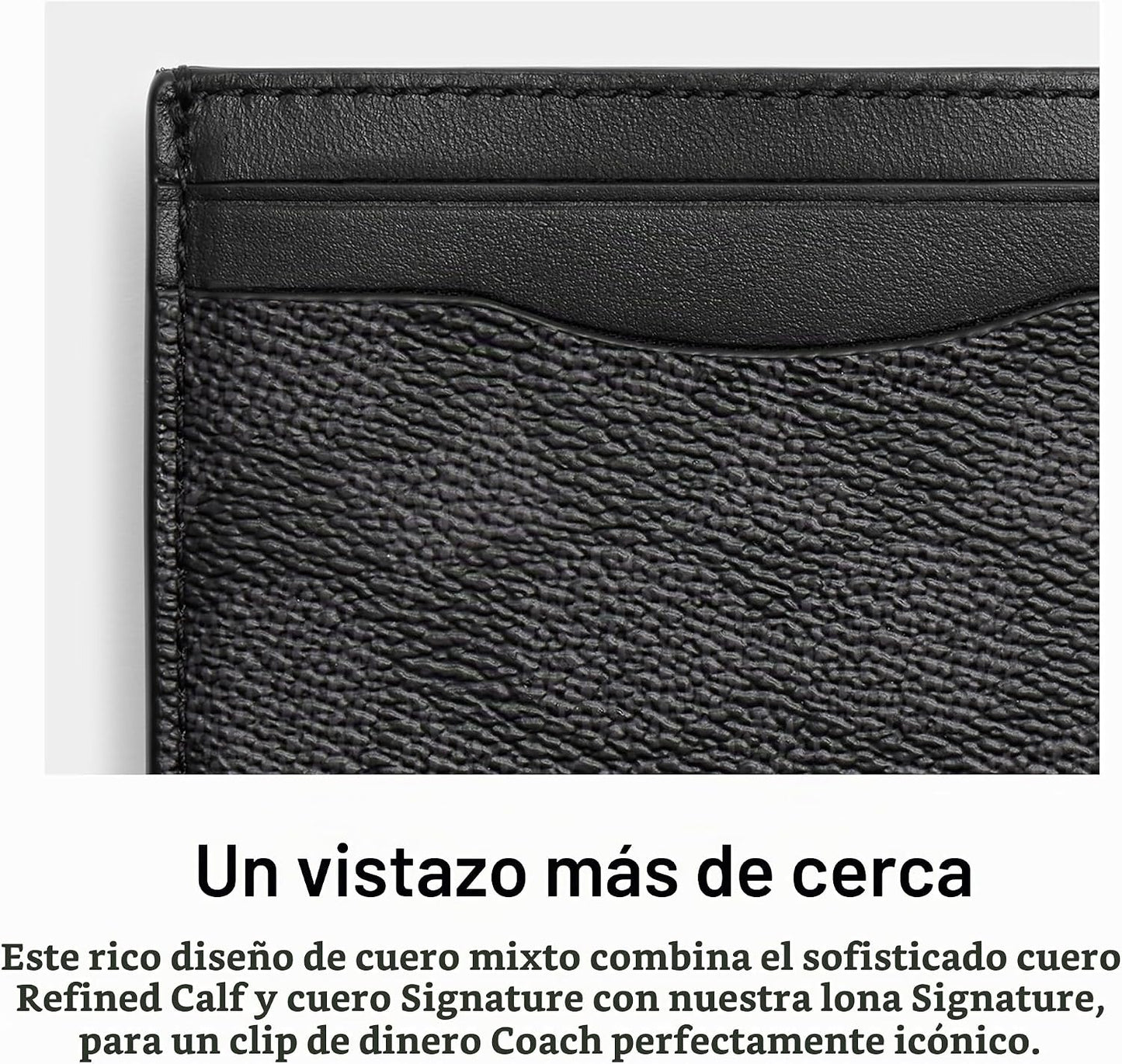 Coach Estuche para tarjetas con clip para dinero en lienzo exclusiv...