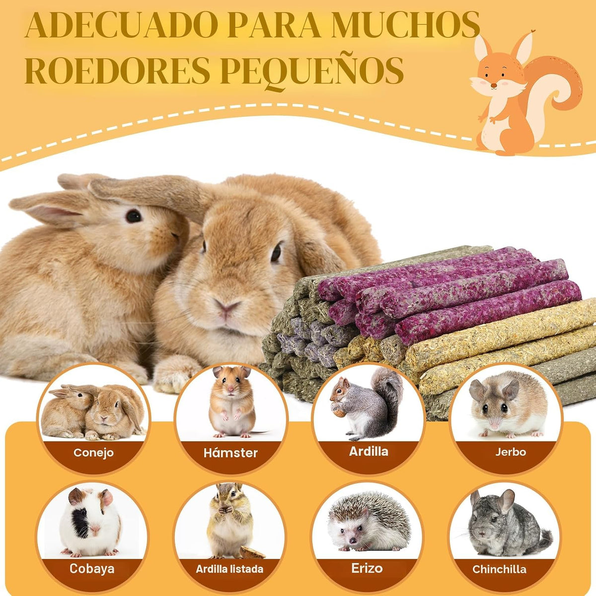 52 piezas de palitos para masticar de conejo, juguetes para conejil...