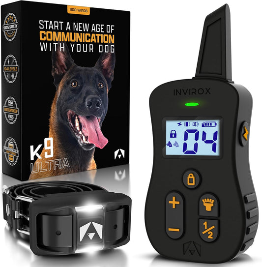 Collar de Choque para Perros INVIROX [Ultra K9] 124 Niveles de Entr...