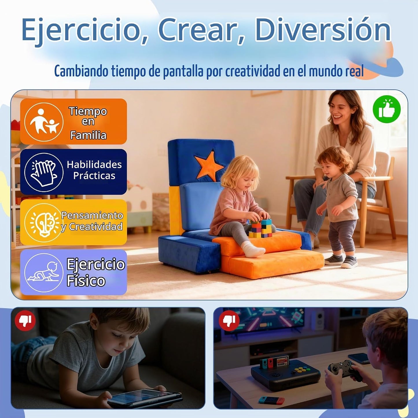 Sofá modular para niños de 11 piezas, sofá seccional de interior pa...