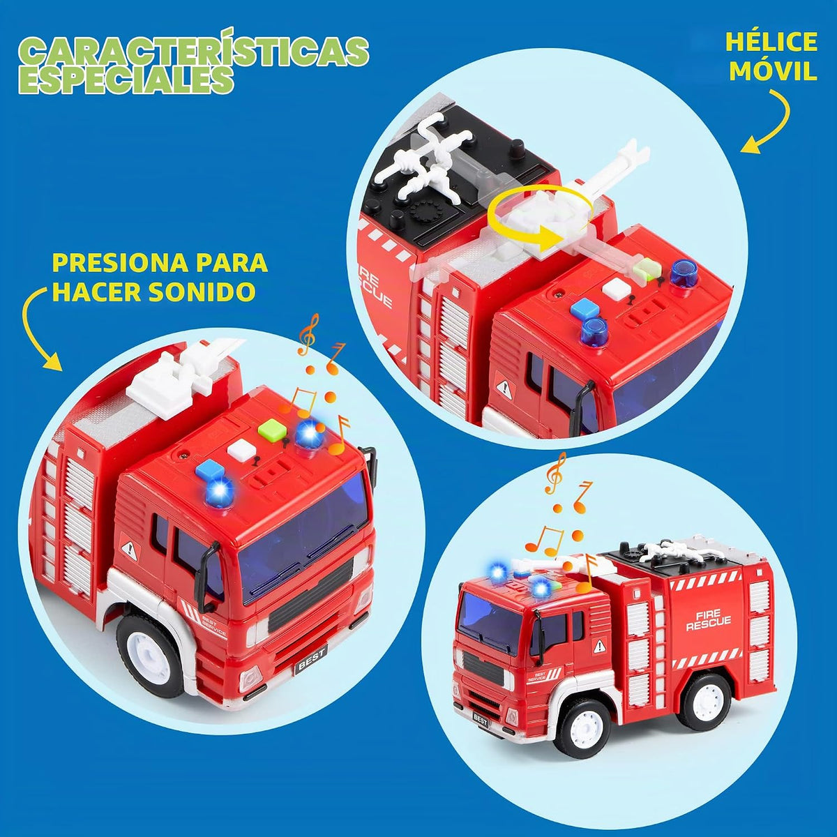 JOYIN Juego de 4 piezas de vehículos de emergencia, vehículos accio...