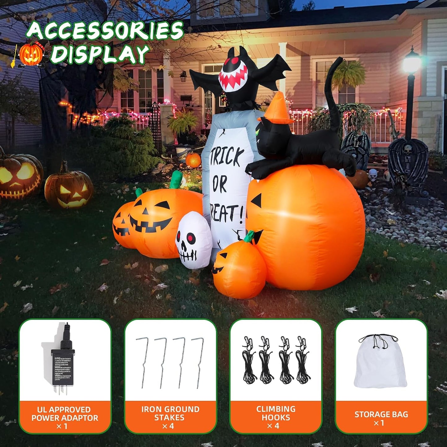 YOUBEMAGIC Parche de calabaza inflable de Halloween de 7 pies de la...