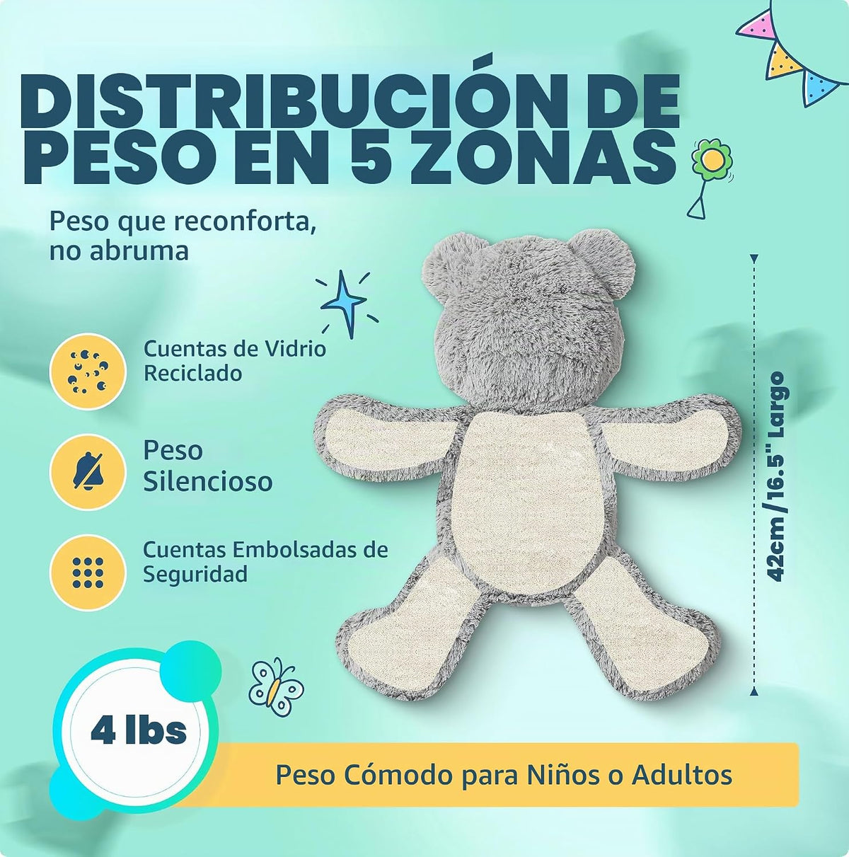 Jumble Dream Peluche de oso con peso, animal de peluche sensorial d...