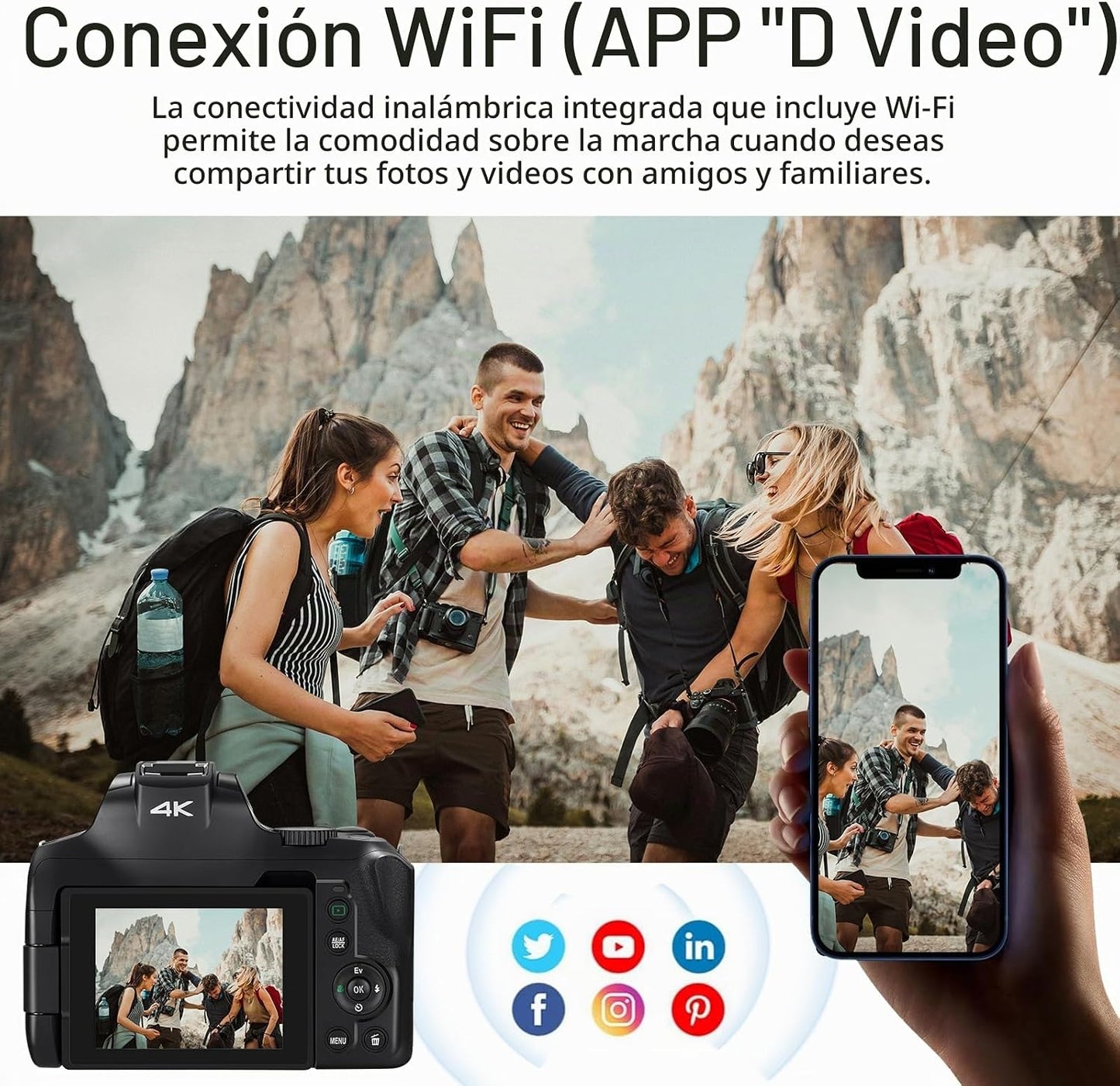 Cámara digital 4K para fotografía y video, cámara de zoom óptico 12...