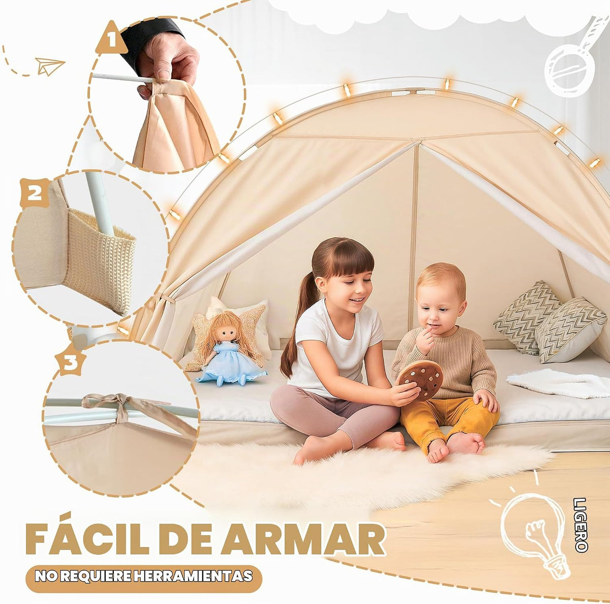 LEEDOR® Tienda de campaña para cama Tienda de ensueño Toldo para ca...