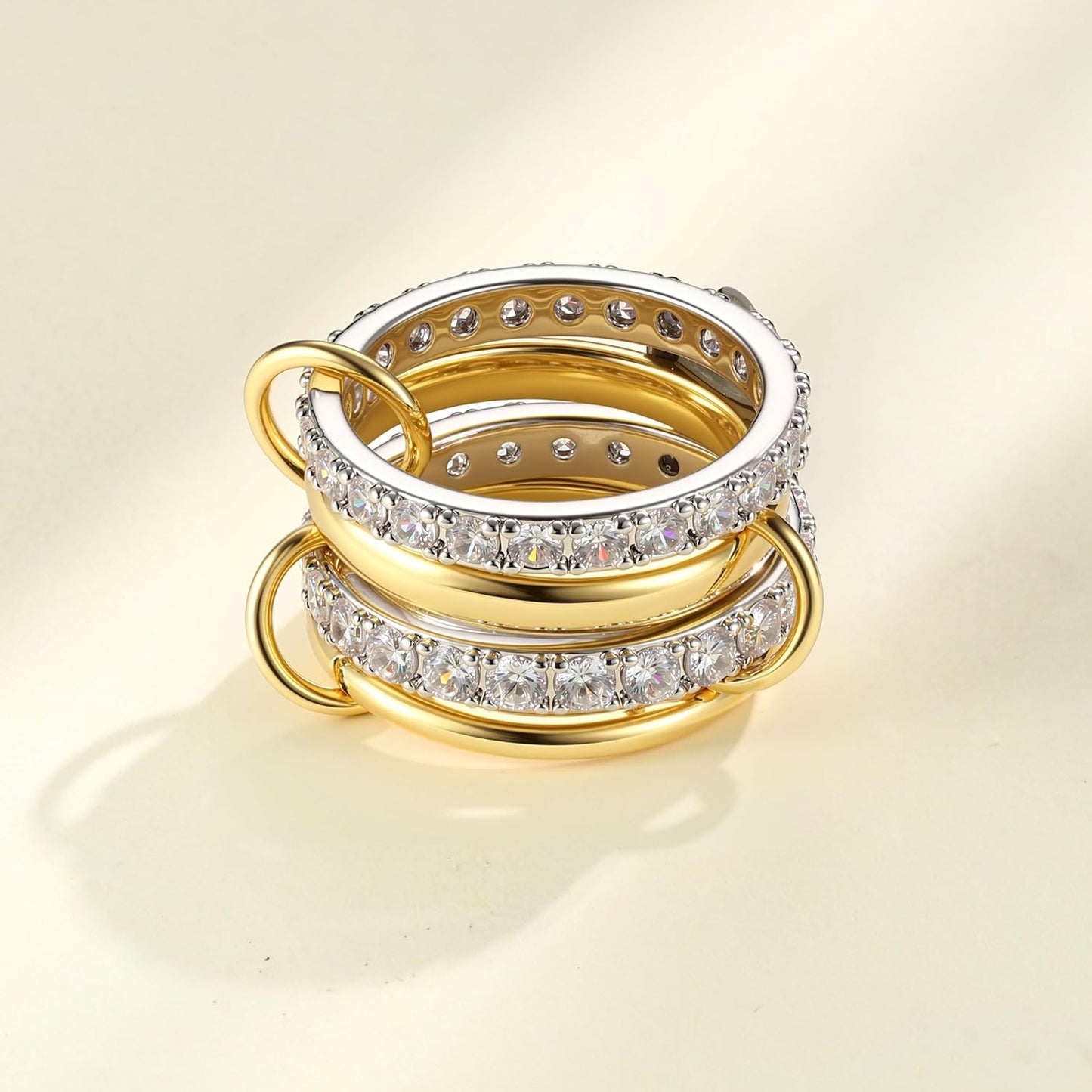 PATISORNA Anillos apilables de oro para mujer sin deslustre 18K Ani...
