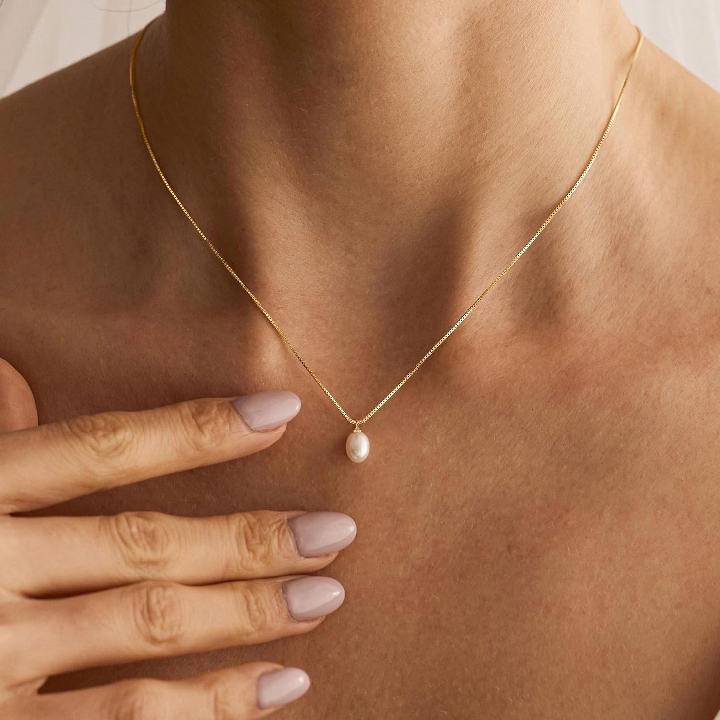 Collar de perlas para mujer de moda, collar chapado en oro de 14 qu...