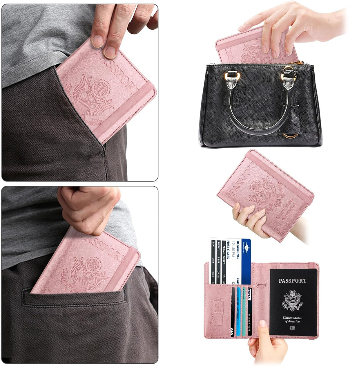 Walnew RFID - Funda para pasaporte, E-oro rosa), PASSPORT-1 | Funda...