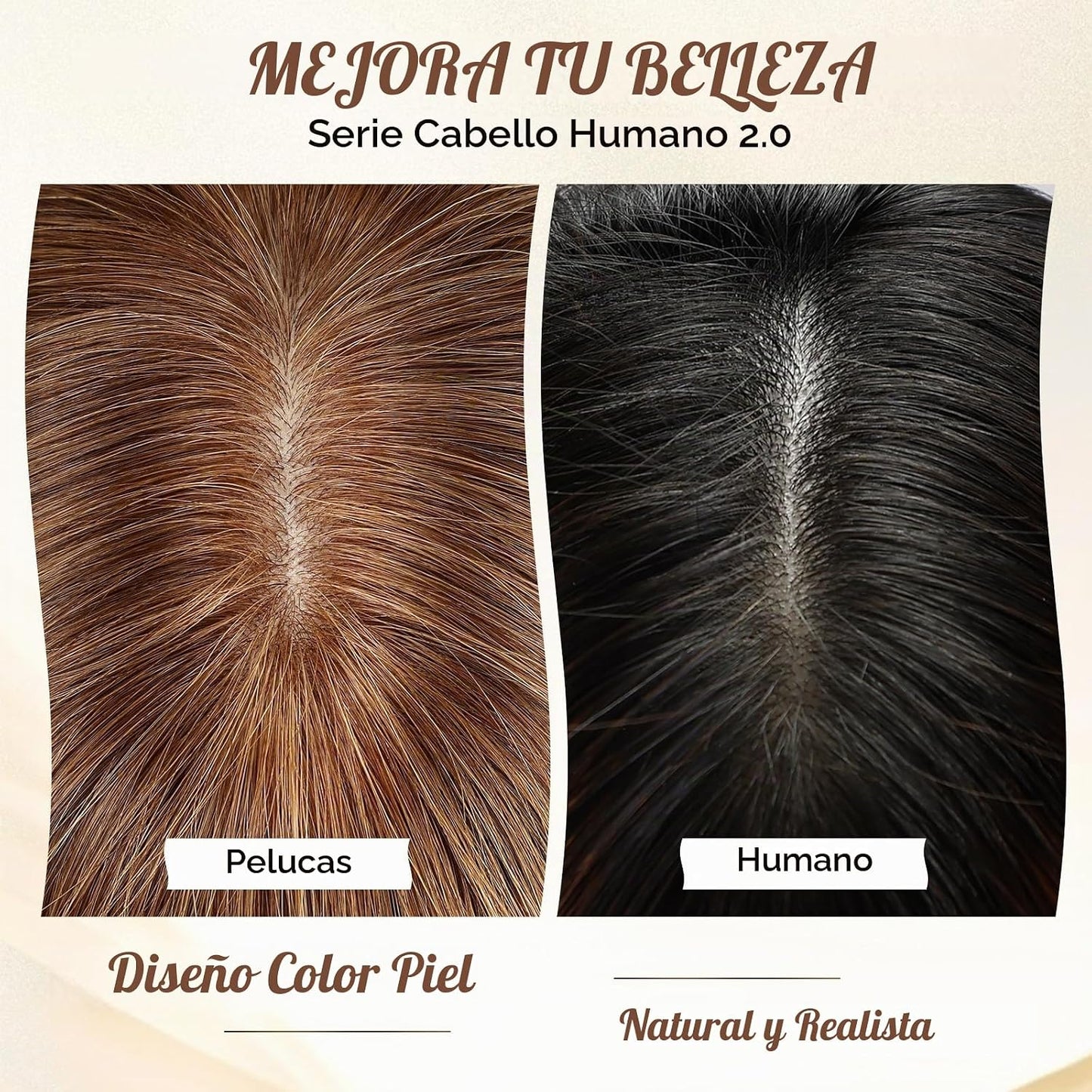 KKU Pelucas de cabello humano marrón claro degradado para mujer, pe...