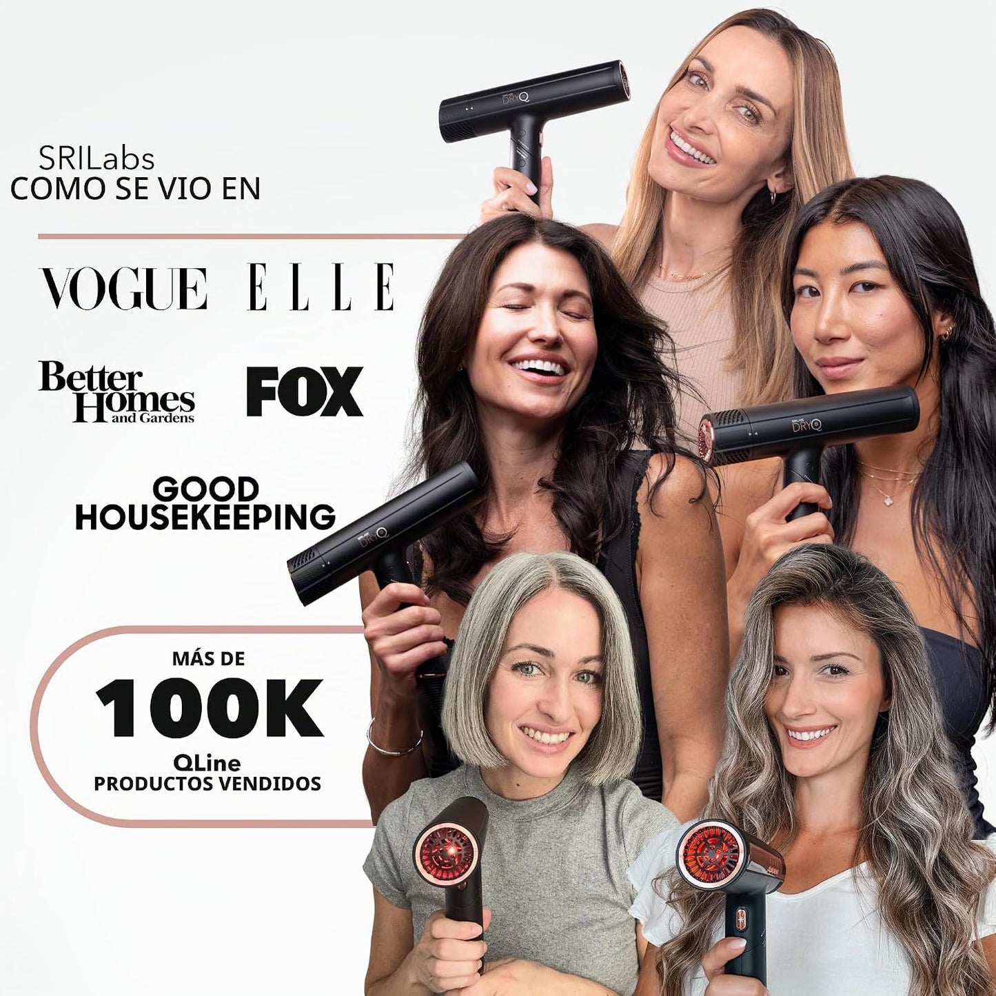 SRILabs DryQ - Secador de pelo 'Smart', edición blanca, súp...