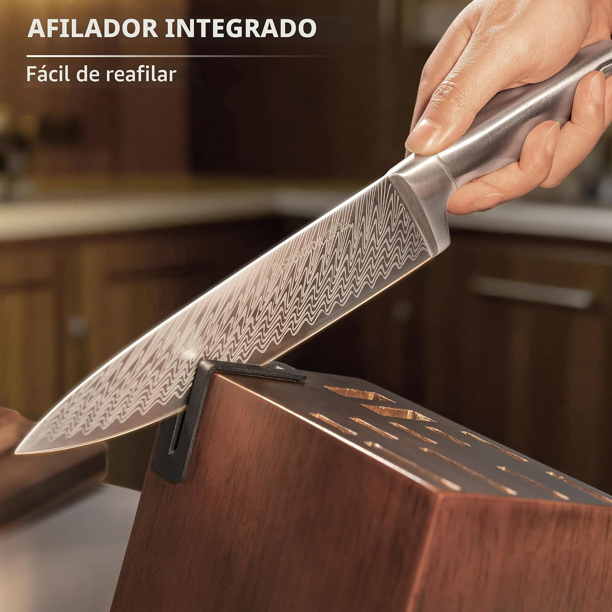 Astercook - Juego de cuchillos de cocina de 21 piezas con afilador...