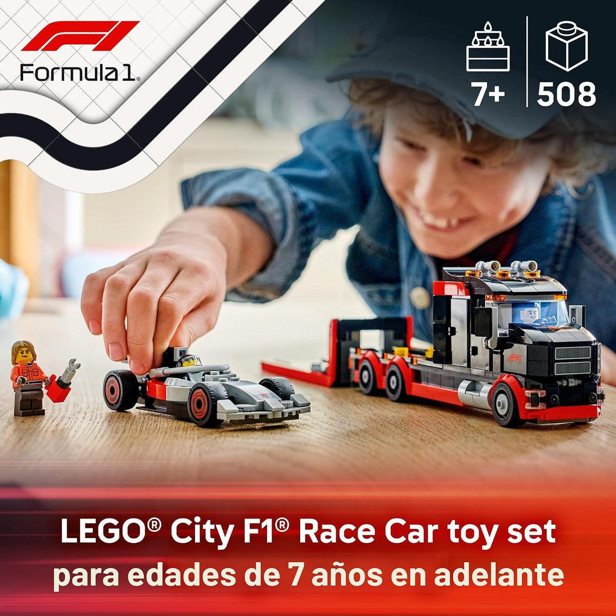 Camión de exhibición LEGO City F1 con coche de carreras Audi F1 - J...