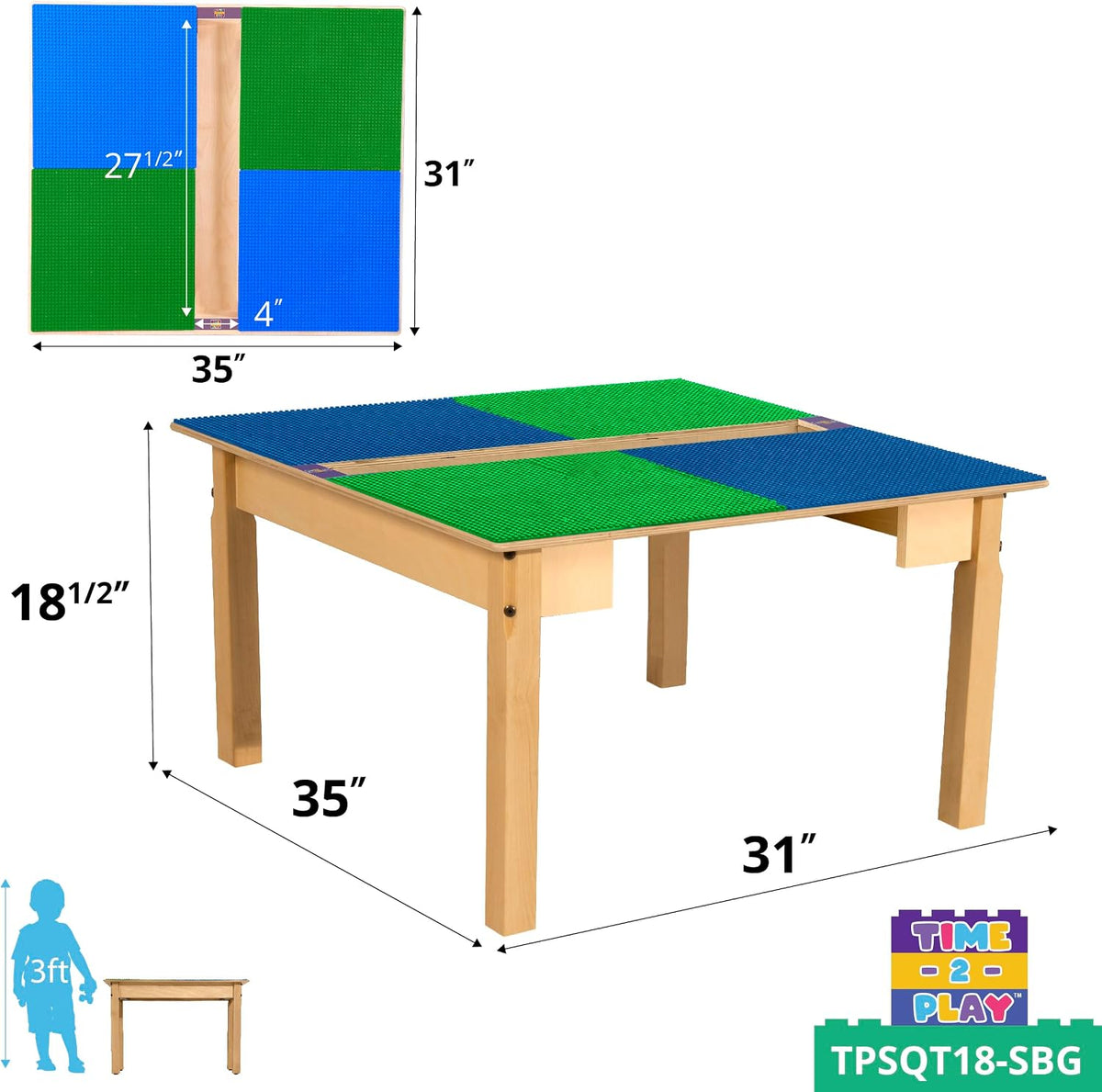 Contender Time-2-Play Mesa de juego de actividades para niños, comp...