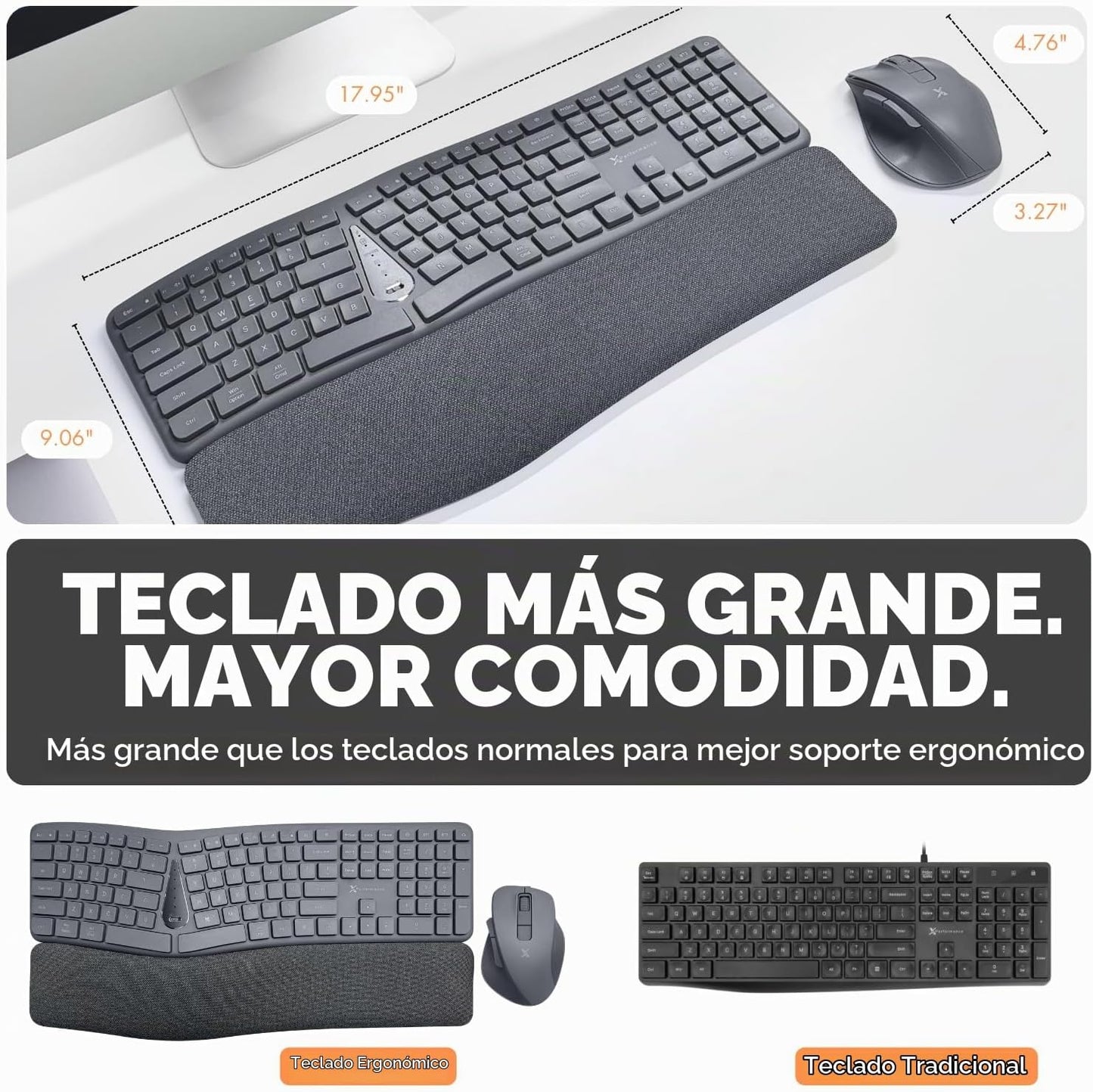 X9 Split Teclado Ergonómico y Ratón Inalámbrico Combo - Escribe Cóm...