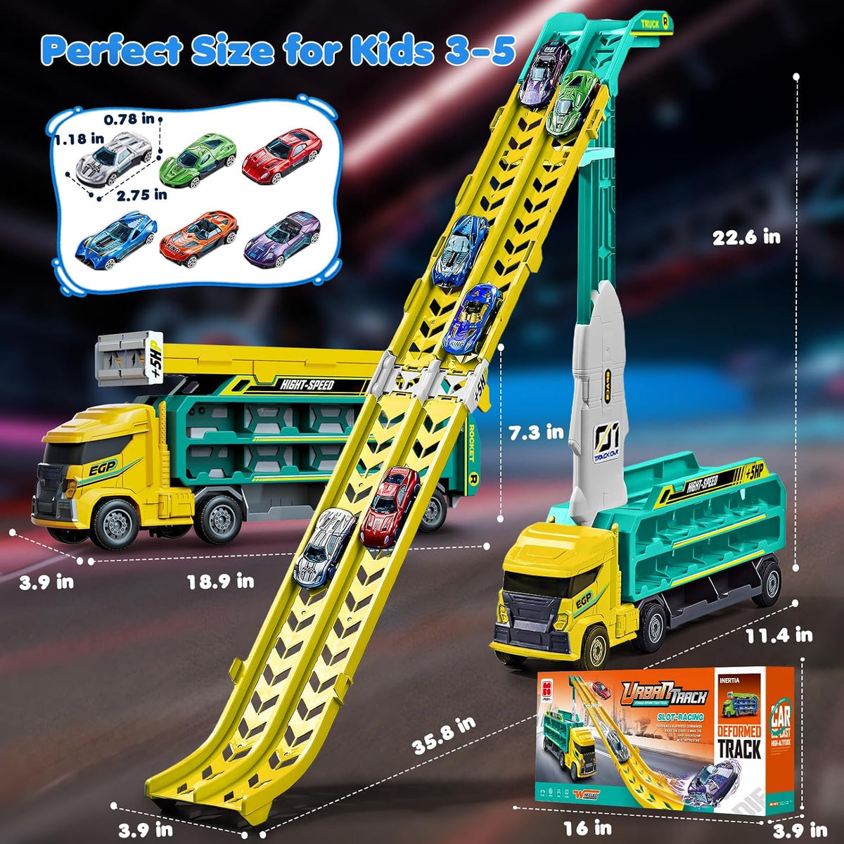 Juguetes de Camión con Pista de Carreras para Niños de 3, 4, 5, 6 A...