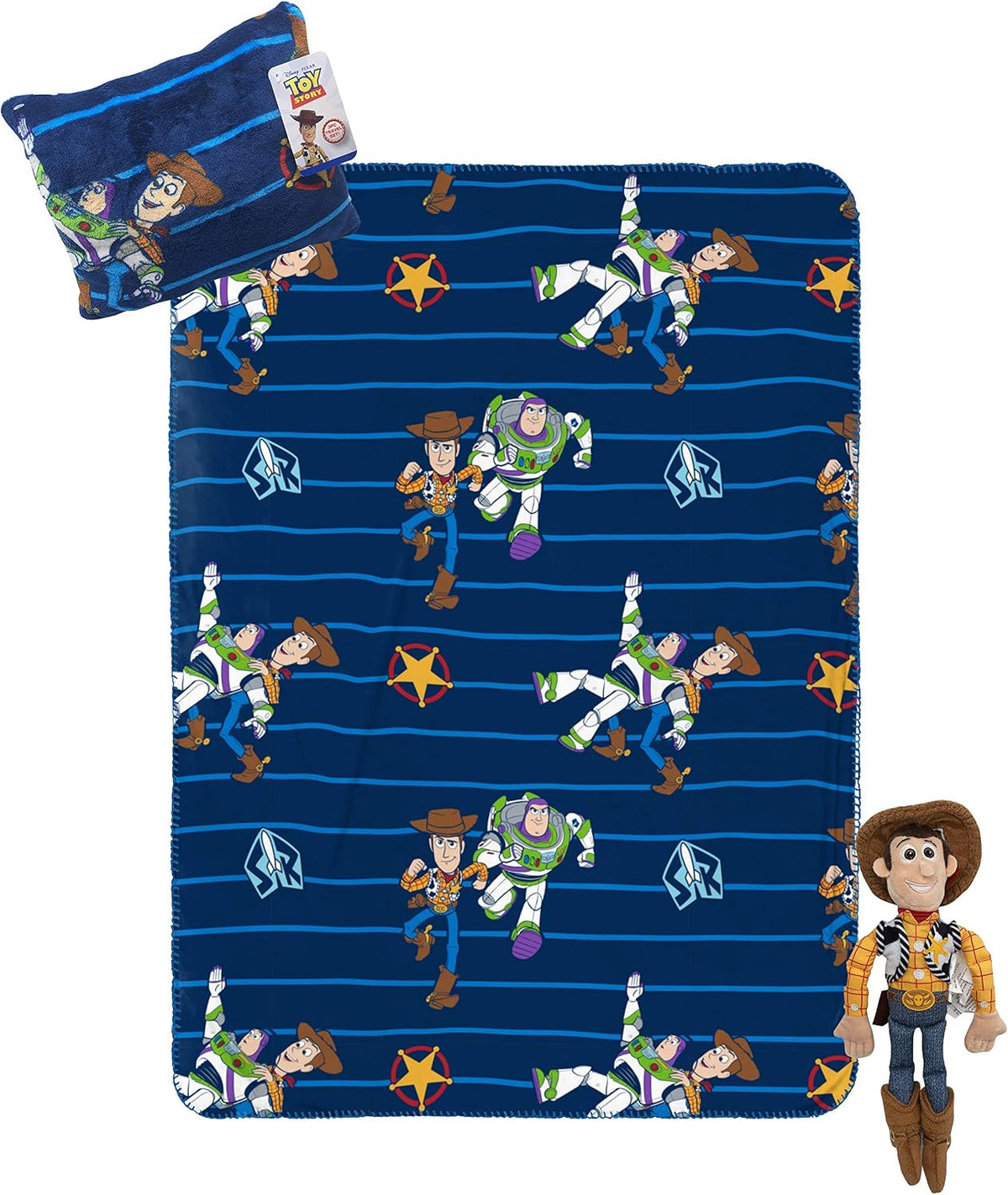 Disney Pixar Toy Story - Juego de manta y almohada de viaje para ni...