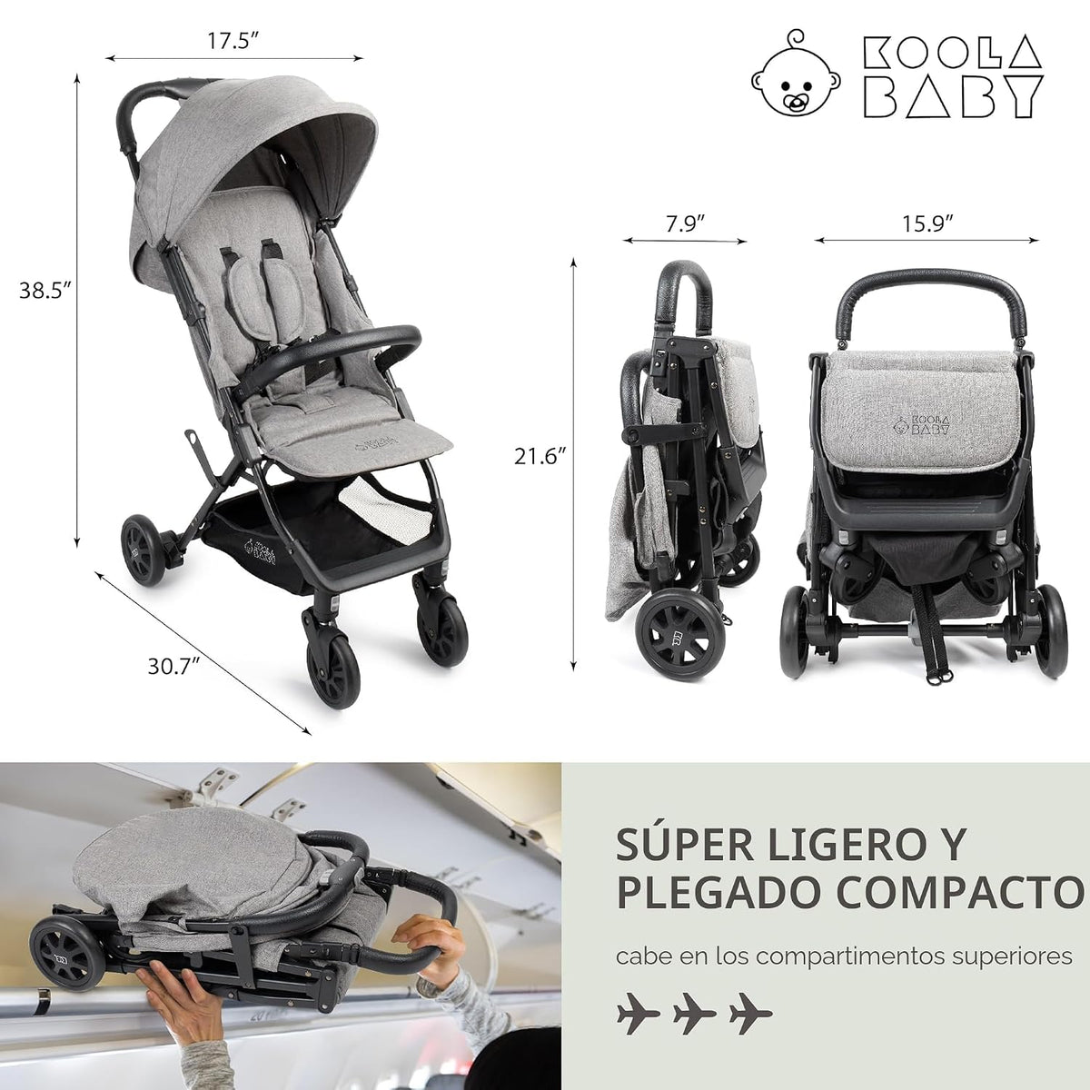 Cochecito de viaje ligero para bebés y niños pequeños, cochecito fá...