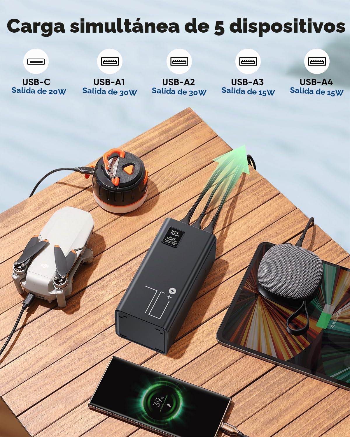 Cargador portátil 70000mAh Power Bank Carga rápida, Batería externa...