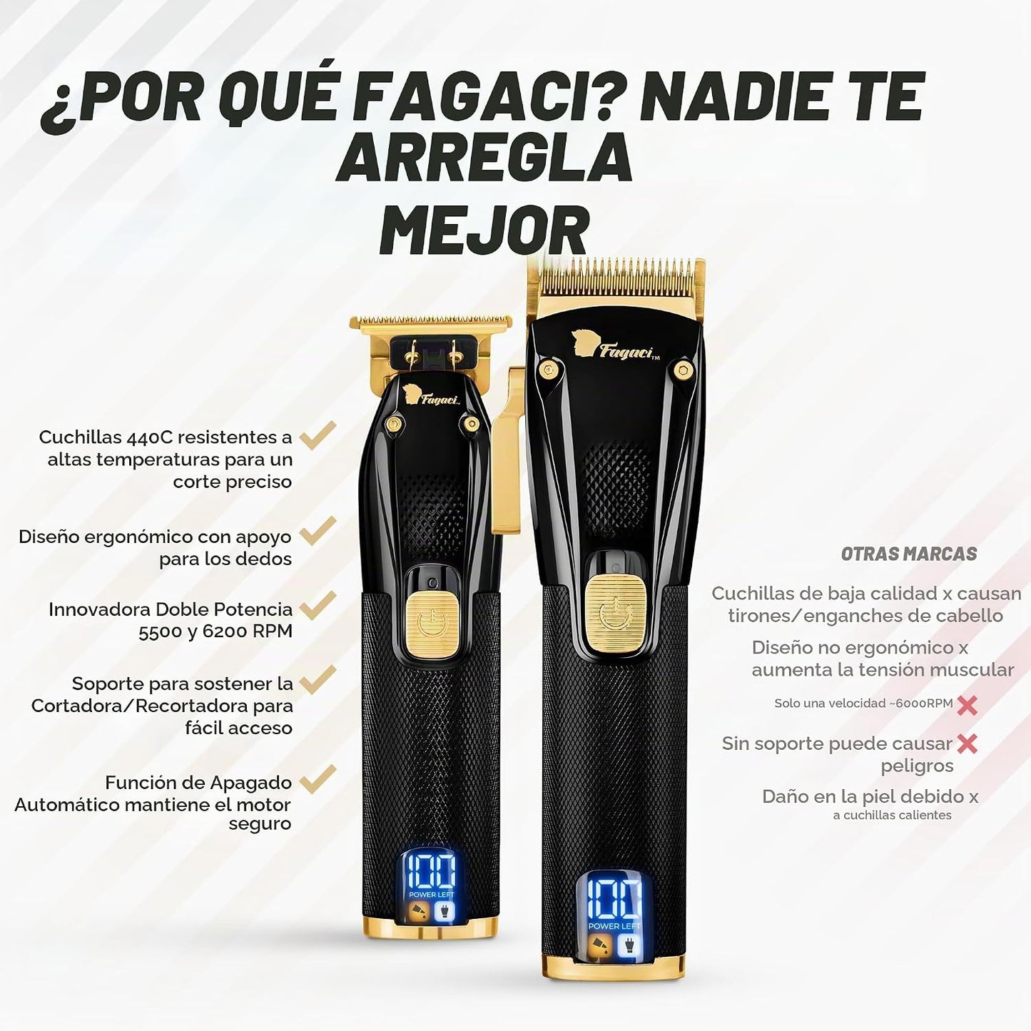 Fagaci Cortadores Profesionales de Pelo para Hombres Set Turbo Powe...