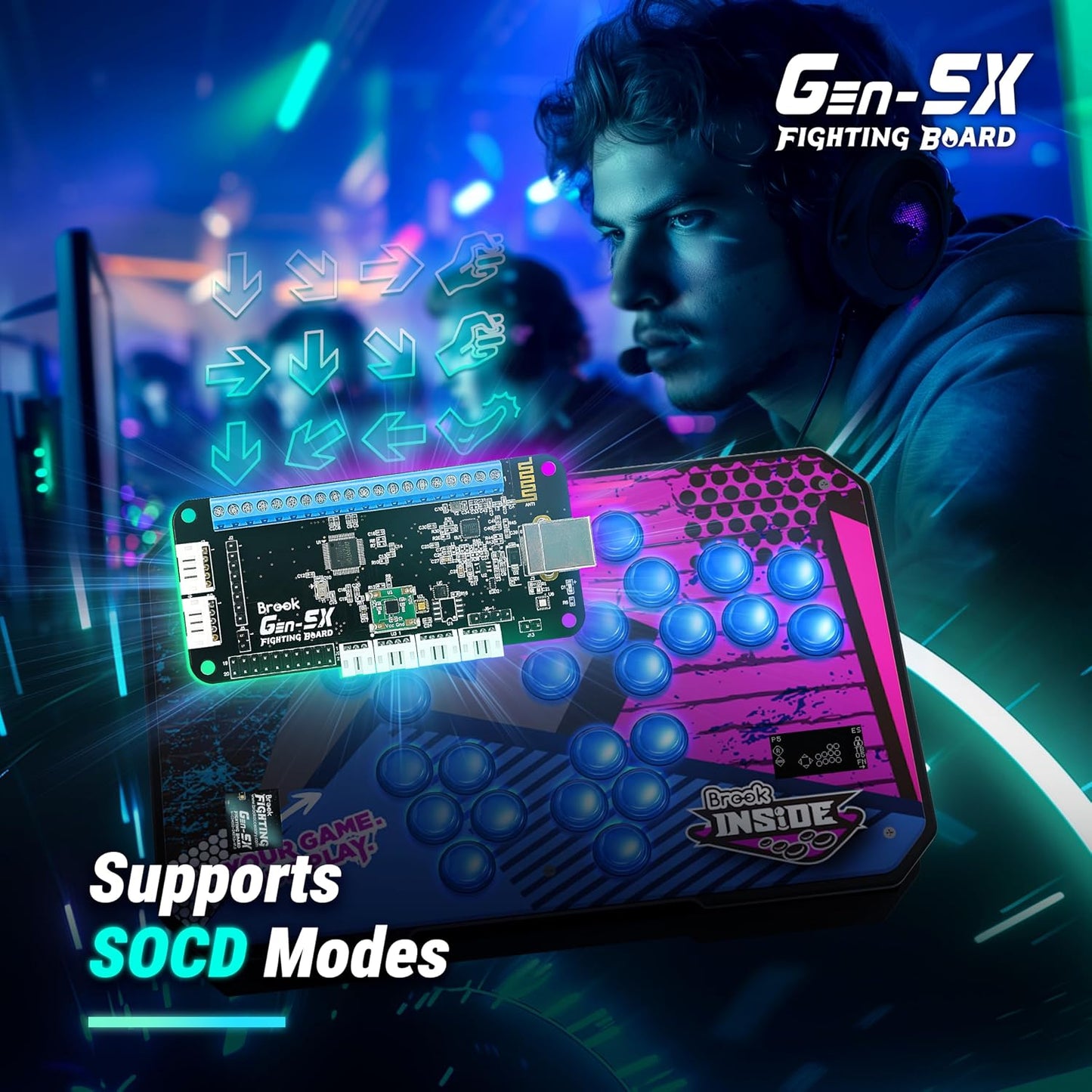 Brook Gaming Gen5X - Tablero de lucha multiplataforma definitivo co...