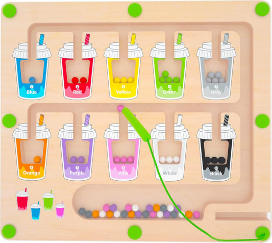 MTYOKILN Laberinto magnético de colores y números, tablero de juego...