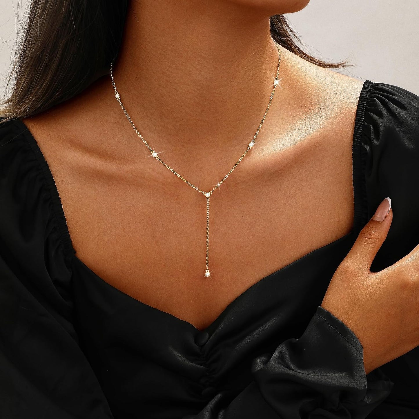 Remmocy Collar de oro y plata para mujer, chapado en oro de 14 quil...