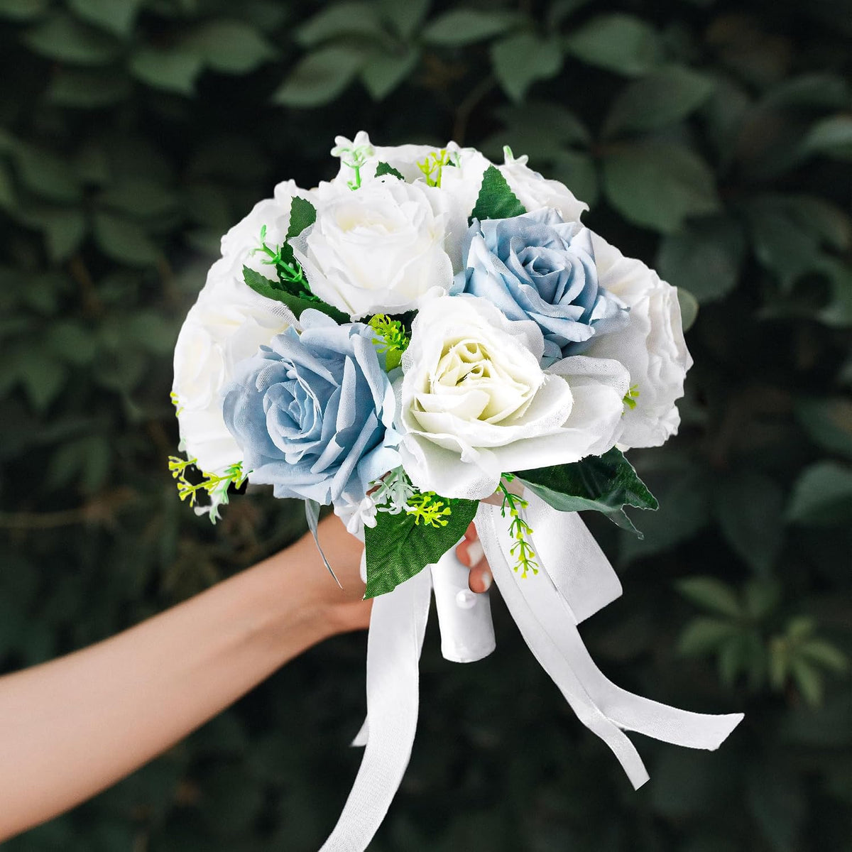 Qeedy Ramos de Boda para Novia - Flores de Seda Realistas Rosas Art...