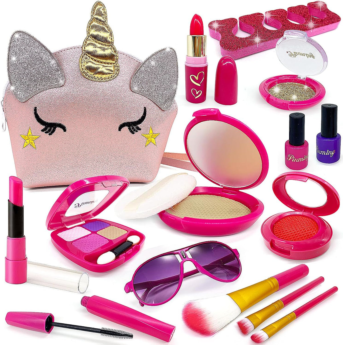 Kit de maquillaje de unicornio para niñas pequeñas, juego de maquil...