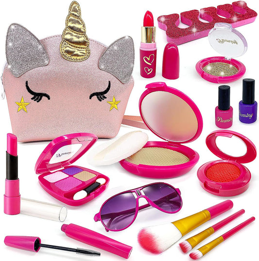 Kit de maquillaje de unicornio para niñas pequeñas, juego de maquil...