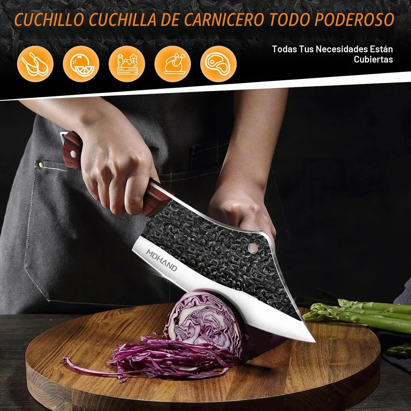 MDHAND Juego de cuchillos de carnicero, juego de cuchillos de chef...