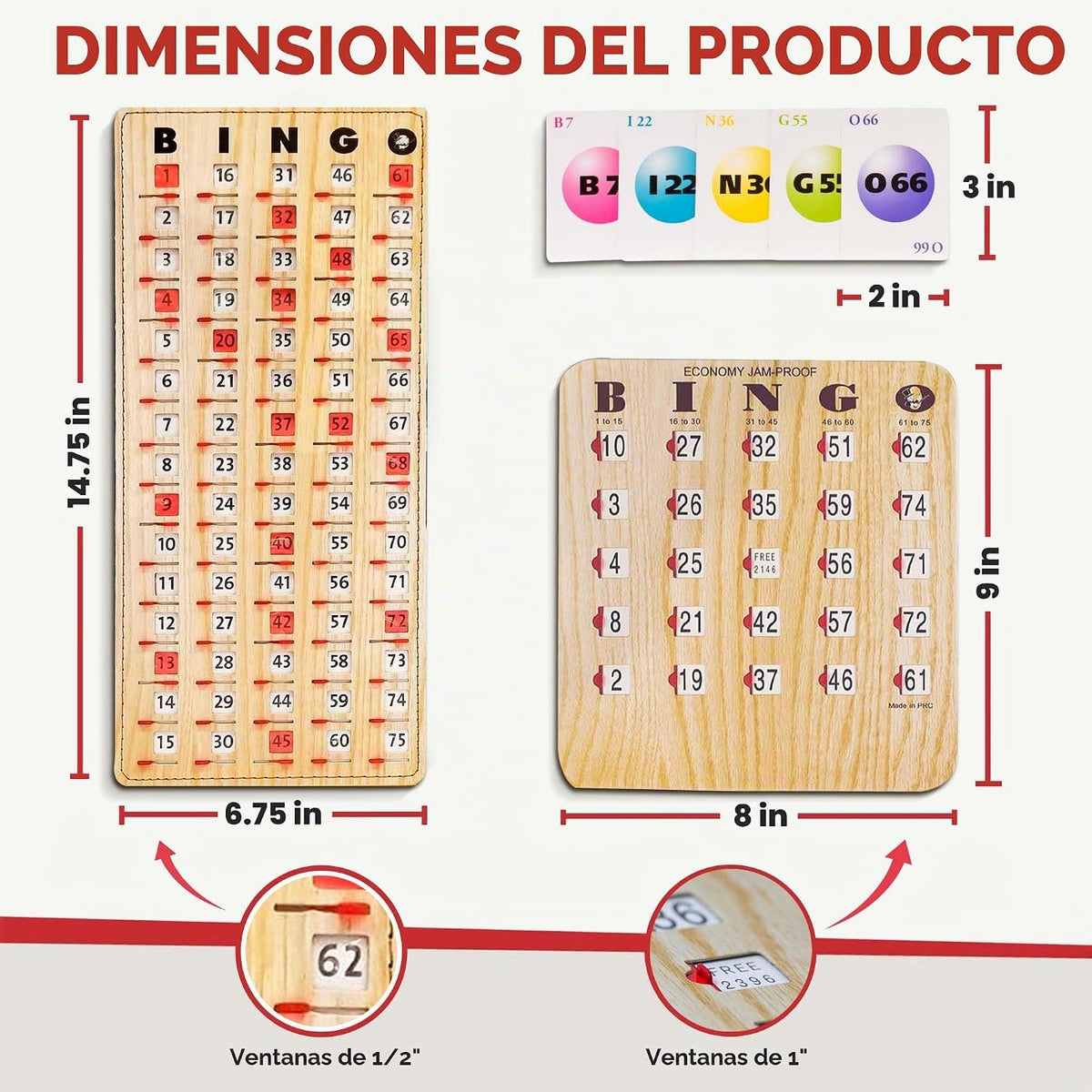 MR CHIPS Tarjetas de bingo a prueba de atascos con ventanas desliza...