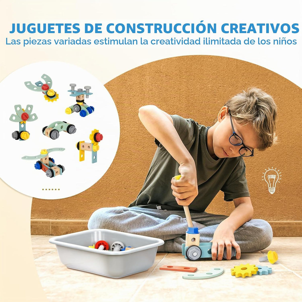 OOOK Banco de herramientas para niños, banco de trabajo de madera c...