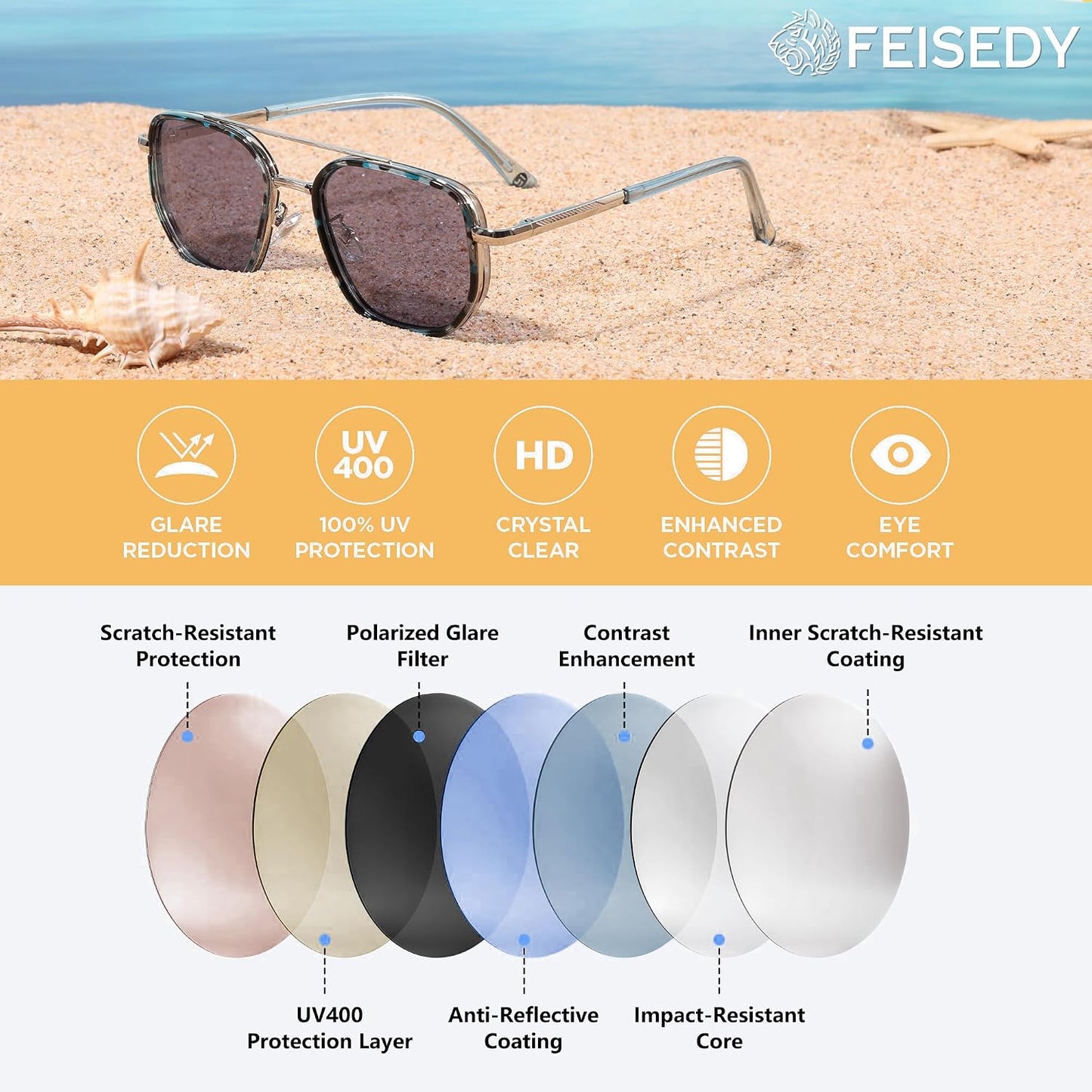 FEISEDY - Lentes de sol polarizados estilo aviador para hombres, ma...