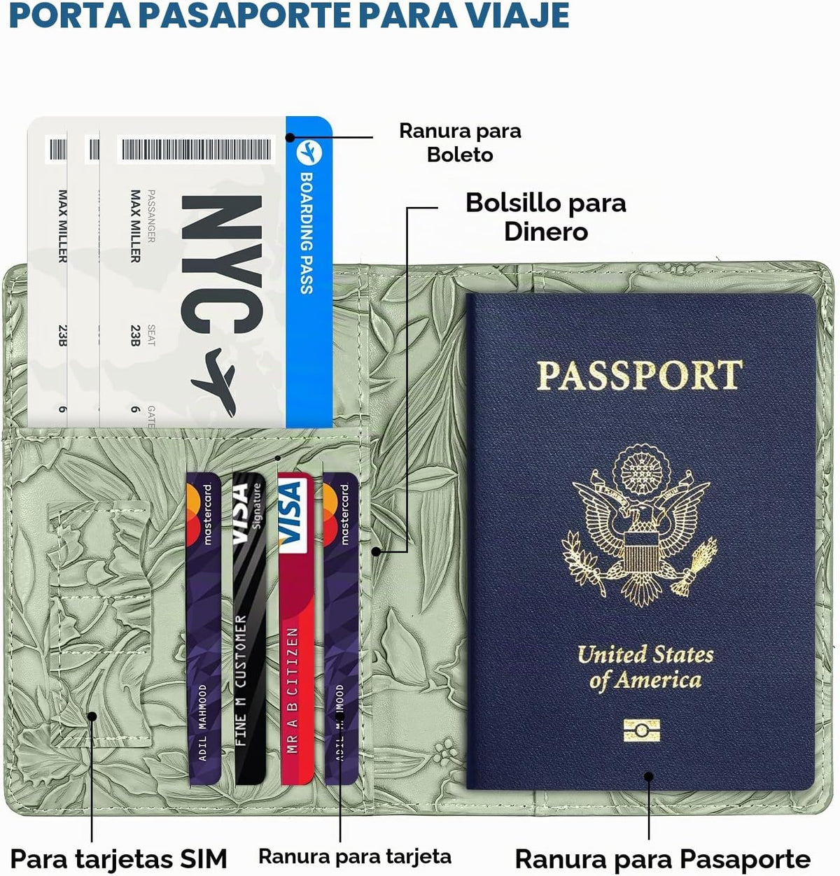 Tavonis Soporte para pasaporte para artículos esenciales de viaje,...