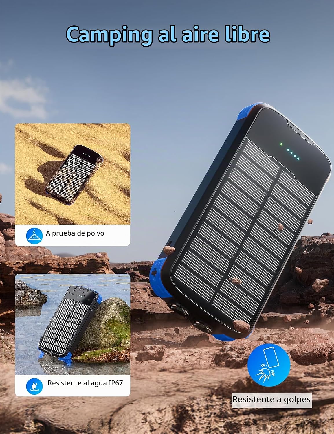 MINRISE Banco de energía solar 40000mAh, cargador portátil PD 20W c...