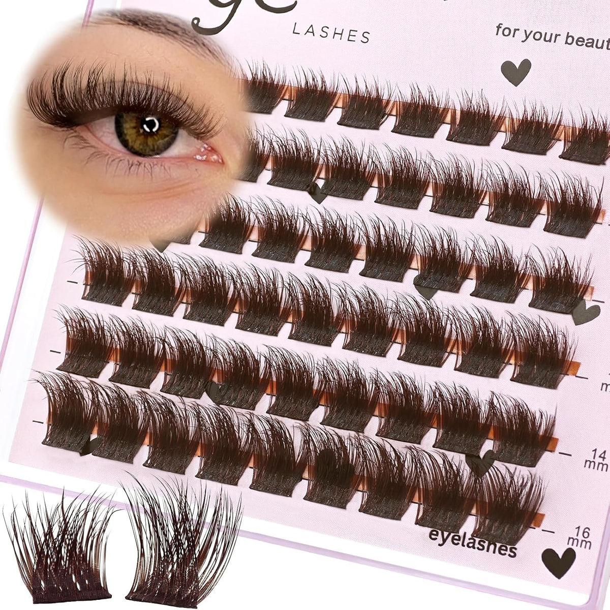 SLSXNL - Extensiones de pestañas falsas en racimo C de 10-16 mm, 54...