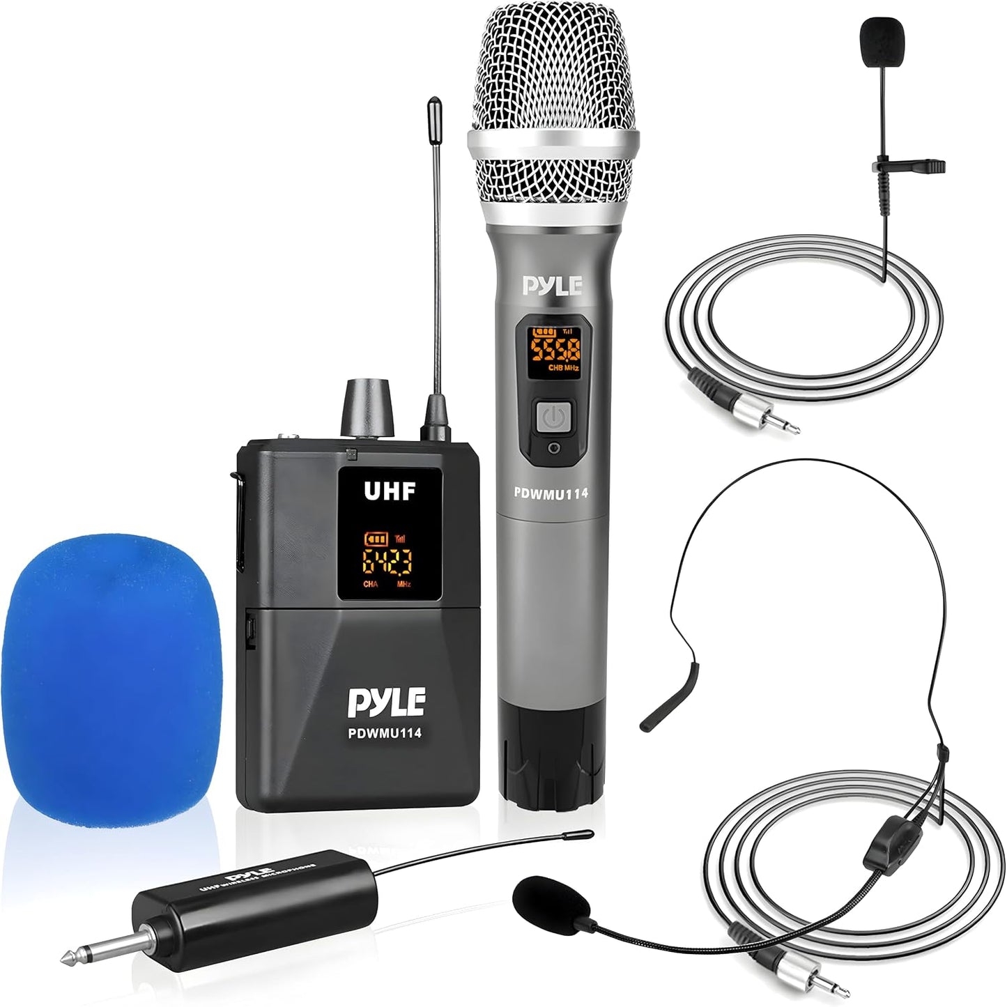 Pyle Kit de Sistema de Micrófono Inalámbrico UHF - Set de Micrófono...