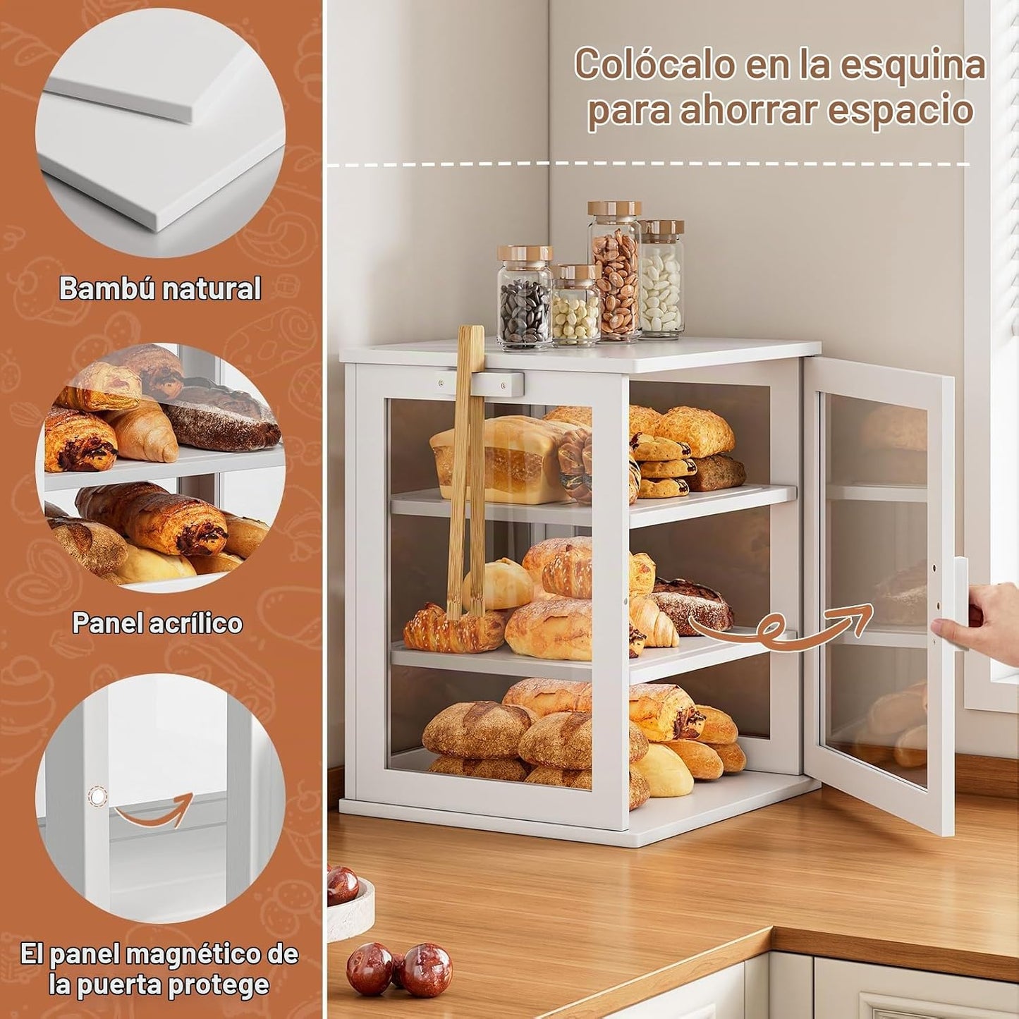 WOWLIVE Panera para encimera de cocina, contenedor grande de almace...