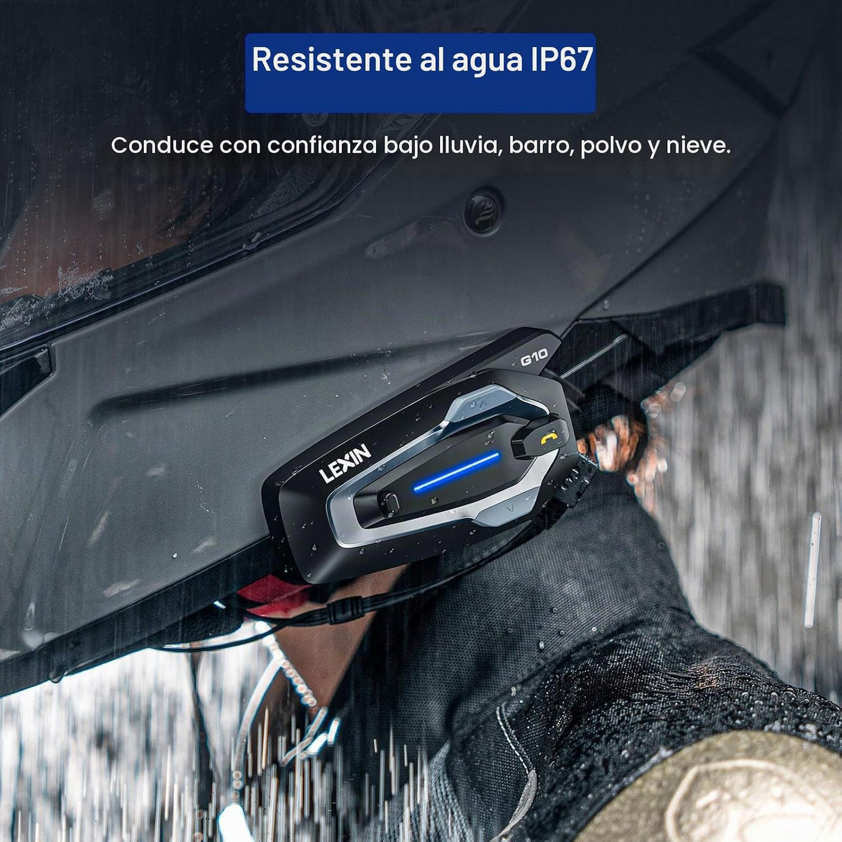 LEXIN Auriculares Bluetooth G10 para casco de motocicleta, sistema...