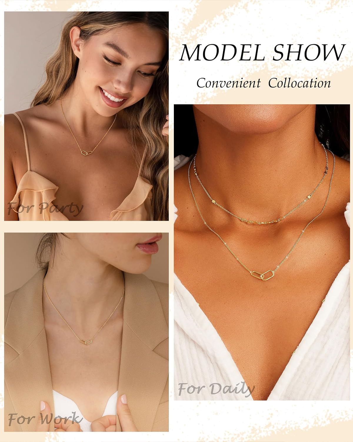 TOBENY Collar de oro para mujer, moderno, chapado en oro de 14 quil...